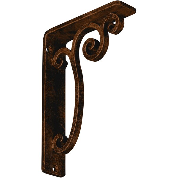 Ekena Millwork Avery Wrought Iron Bracket, (Single center brace), Antiqued Bronze 1 1/2"W x 5 1/2"D x 8"H BKTM01X05X08SAVABZ - main